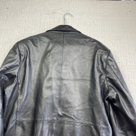 VTG Cordovan Black Leather Blazer Jacket Sports Coat Men Sz L Boxy 2 Button - Picture 14 of 14